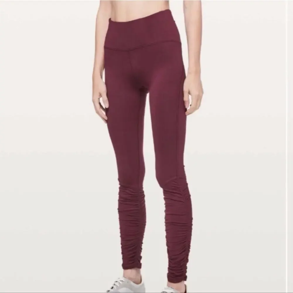 Lululemon Ready To Rulu Tight Leggings in Maroon SZ 10 - Picture 2 of 9